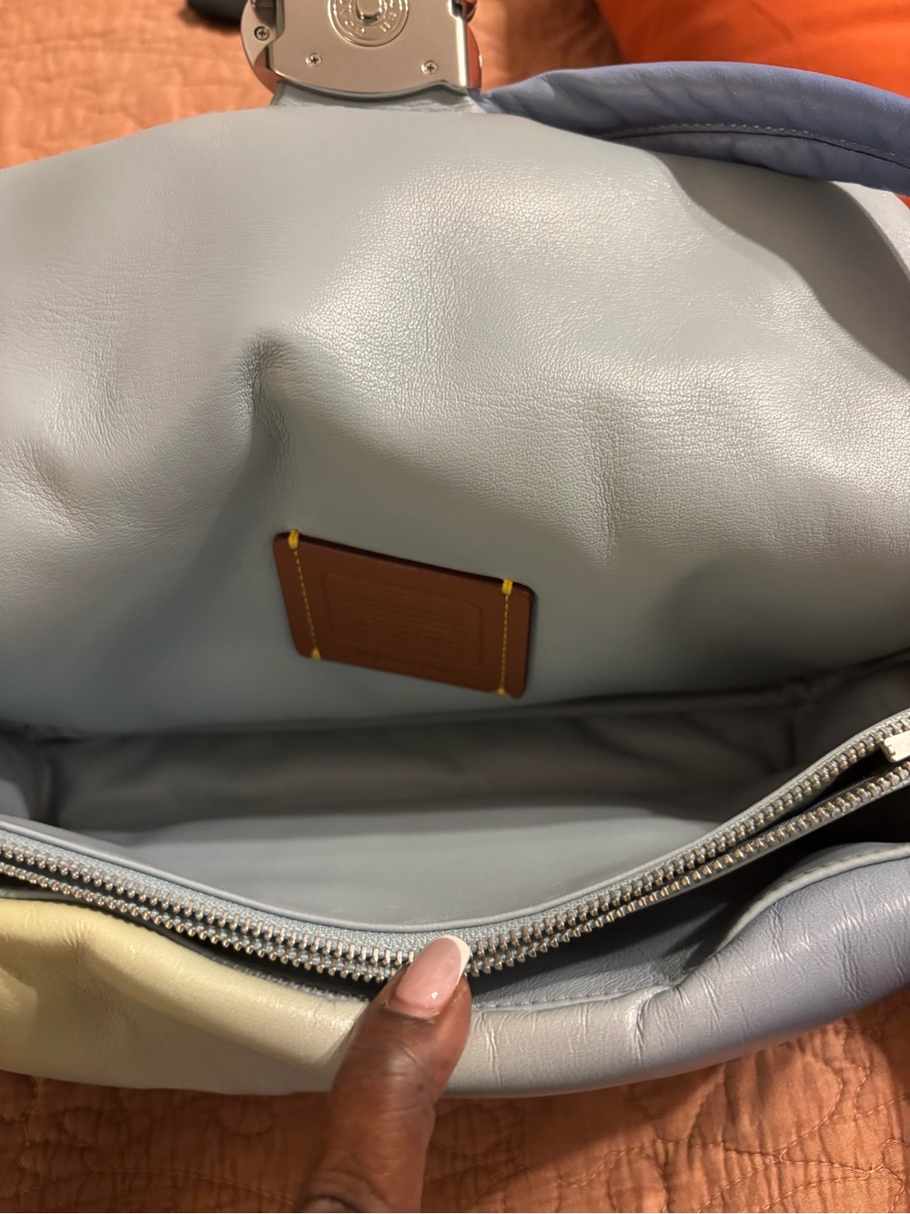Coach Ombre Leather Shoulder Bag in Blue and Green Gradient - Picture 4 of 5